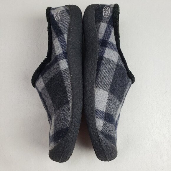 Keen Howser Plaid Slide Slipper Womens 7 Gray Fleece Lined Slip On Clog Shoe - Picture 5 of 10